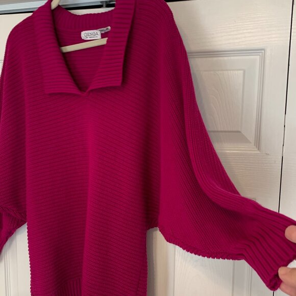 Vintage Genoa by Brenda Lim Fushcia oversized medium sweater - Picture 1 of 9